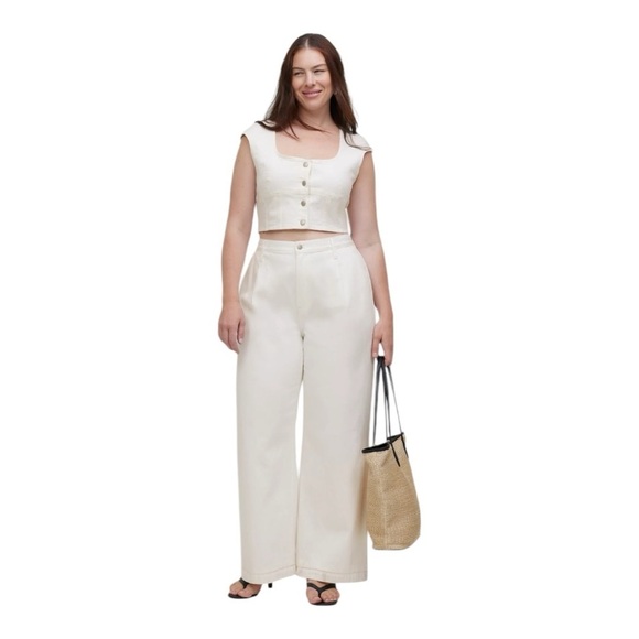 Madewell The Harlow Wide Leg Jean in Tile White Size 33 NEW NO670 Rigid Baggy - Picture 1 of 14